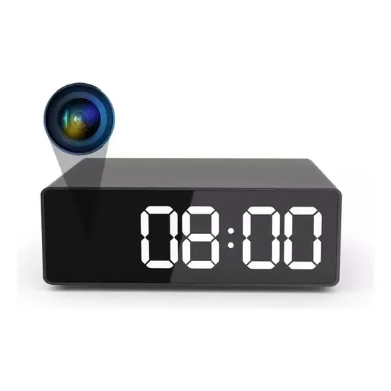 Camara Espia Seguridad Oculta En Reloj Despertador Simple Negro